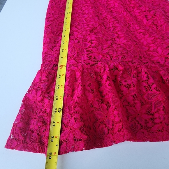 Express Lace Side Cutout Ruffle Dress  Gorgeous Hot Pink Women's Off Shoulders S - Picture 15 of 16